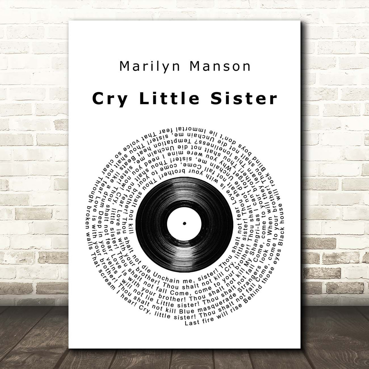 Marilyn Manson Cry Little Sister Vinyl Record Song Lyric Print