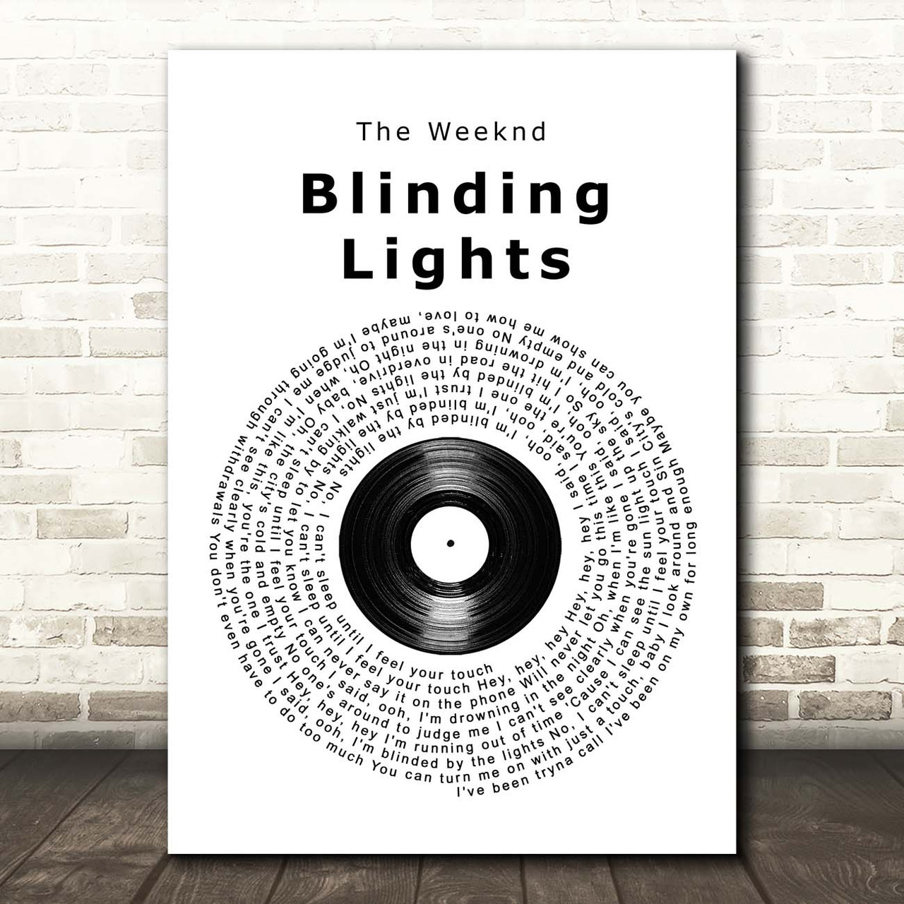 The Weeknd Blinding Lights Vinyl Record Song Lyric Print - Red