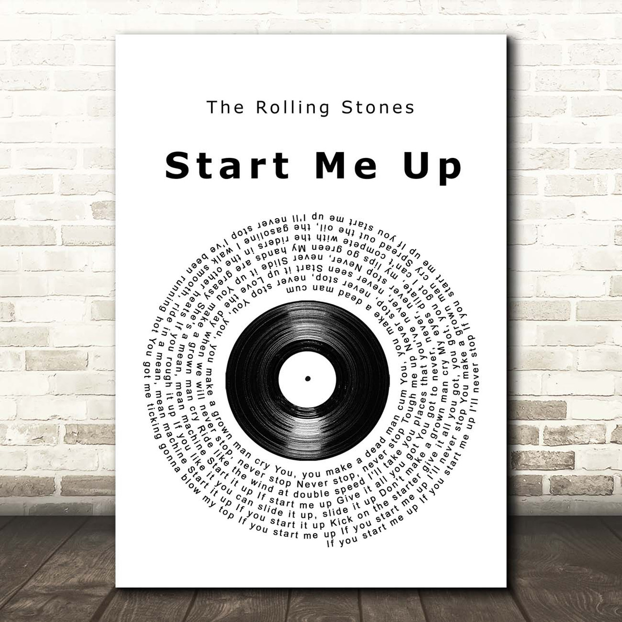 The Rolling Stones Start Me Up Vinyl Record Song Lyric Print - Red