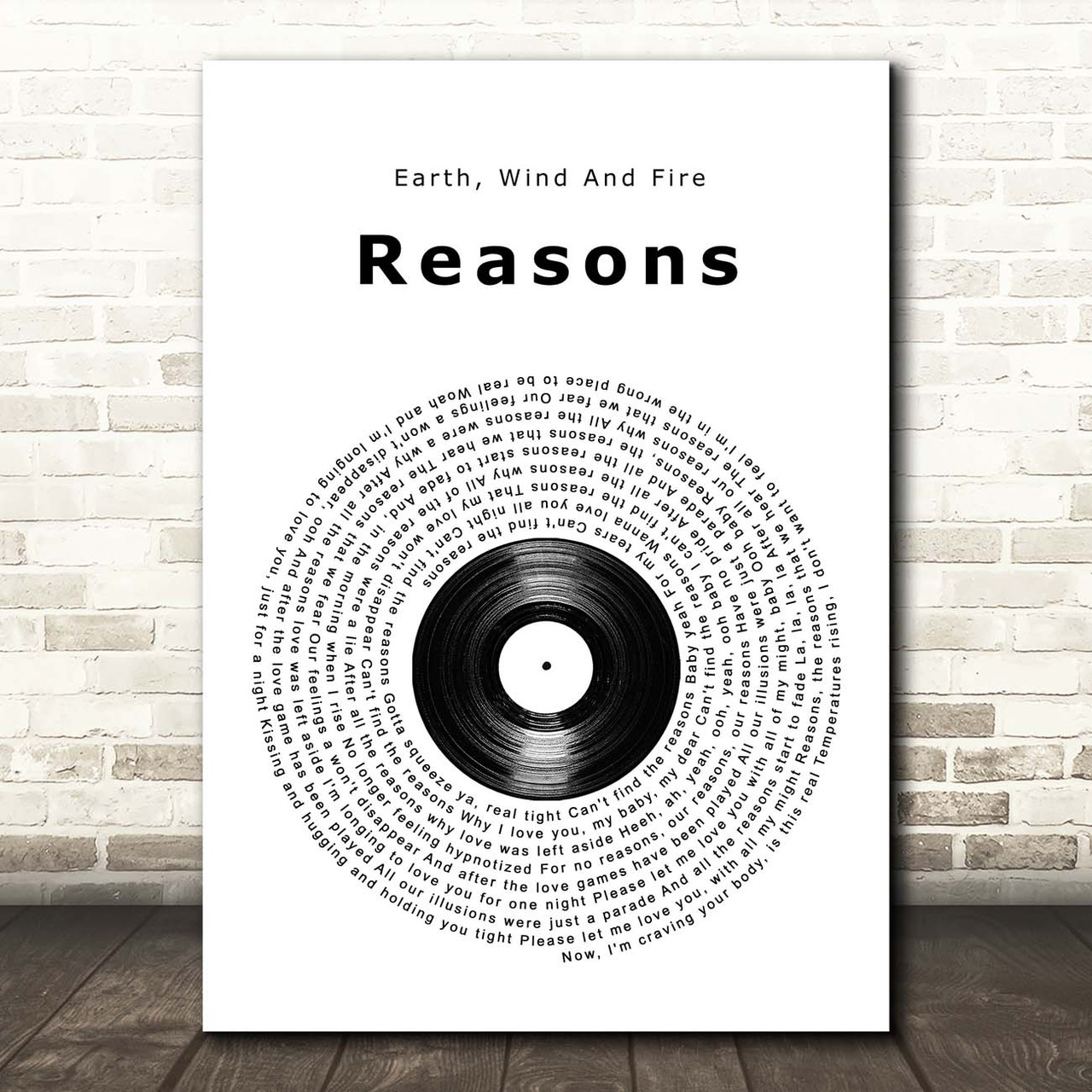 Earth, Wind And Fire Reasons Vinyl Record Song Lyric Print Red