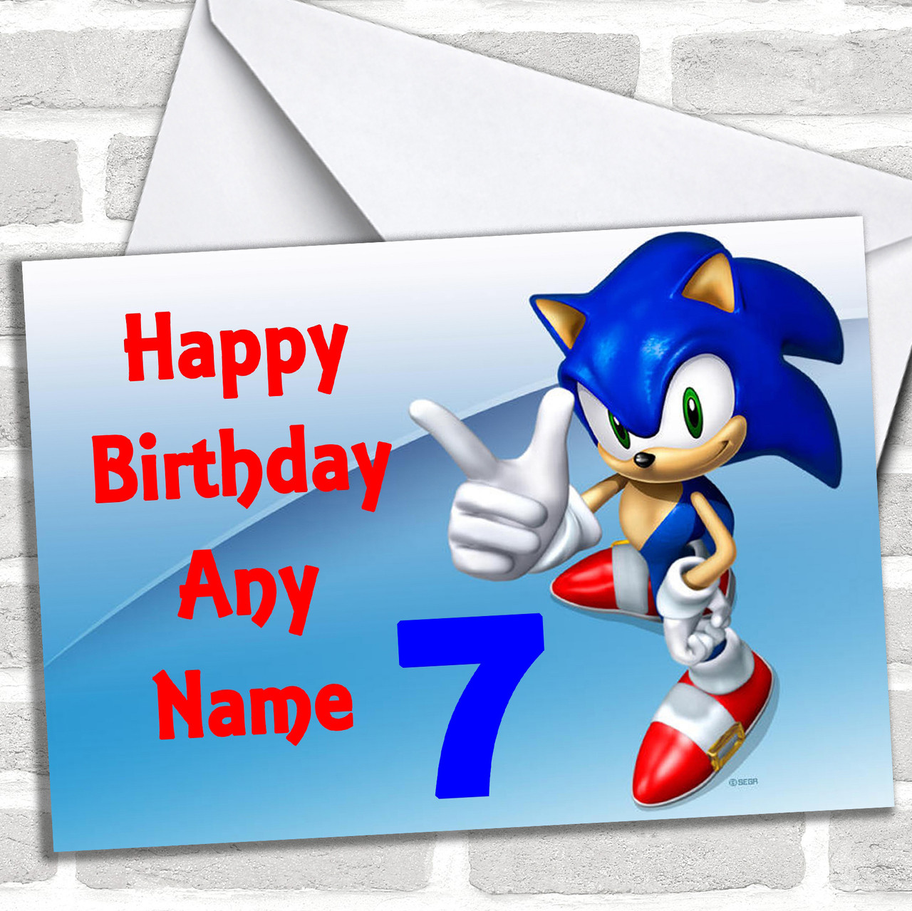 Sonic The Hedgehog Super Speedy Personalized Kids Children's Birthday Card  - Red Heart Print