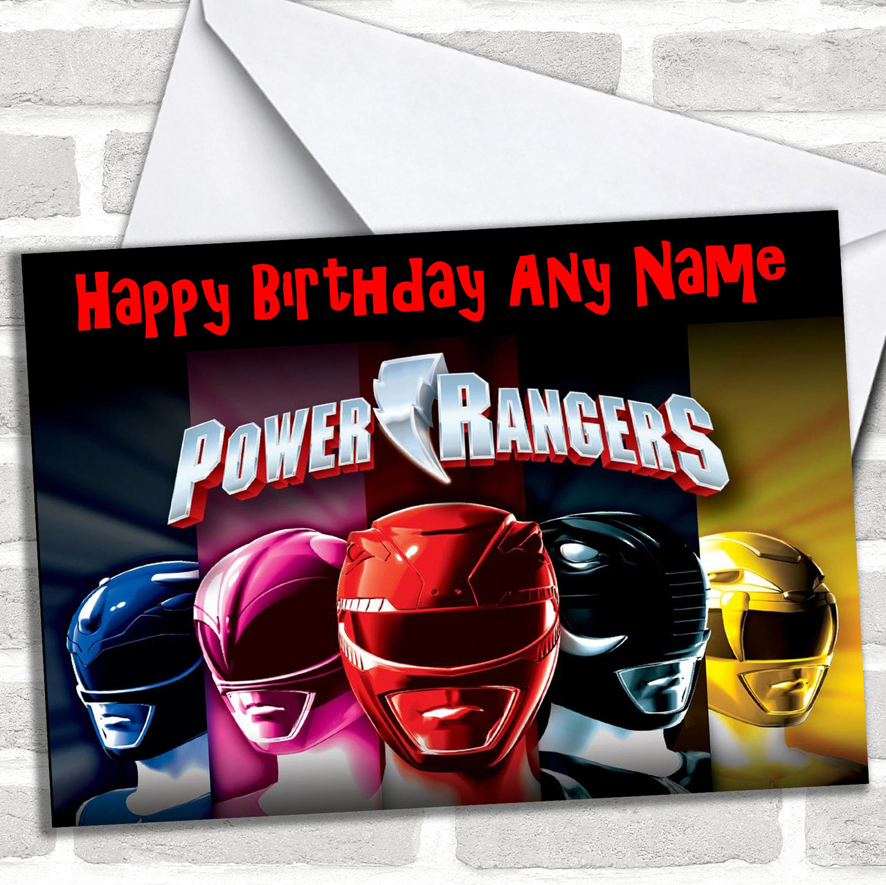 Power Rangers Personalized Birthday Card - Red Heart Print