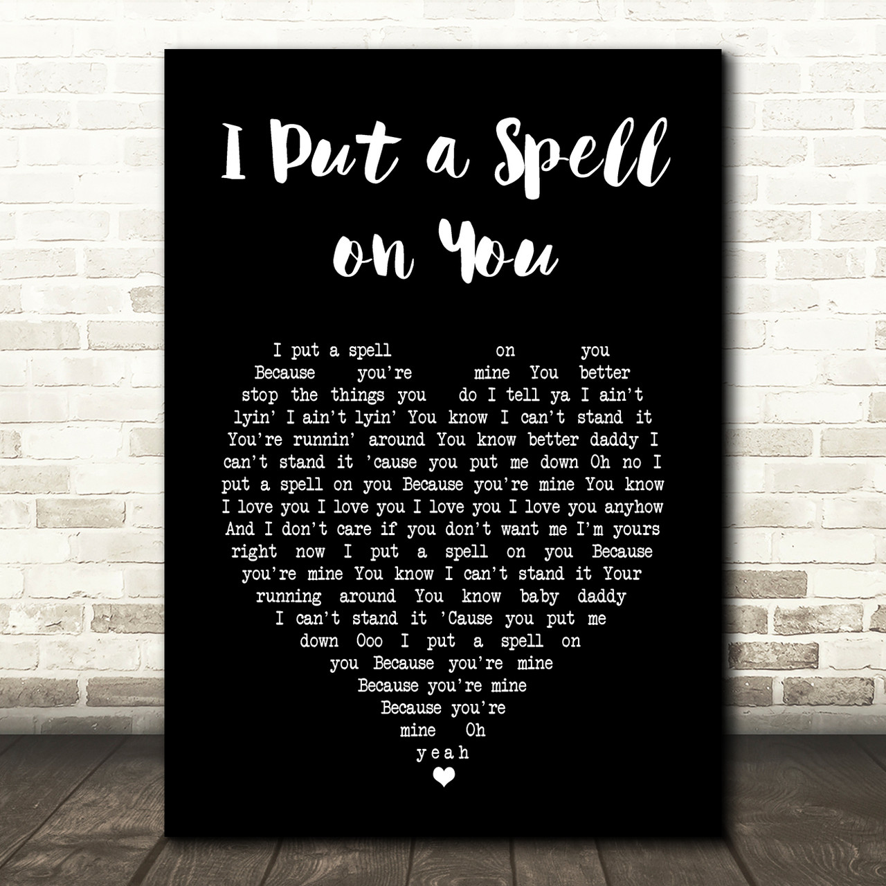  I Put A Spell On You Vintage Heart Song Lyric Art