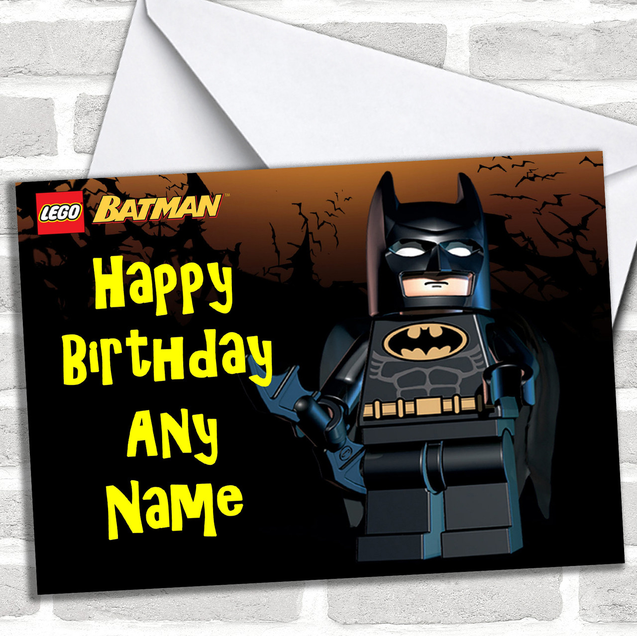 Lego Batman Personalized Birthday Card - Red Heart Print