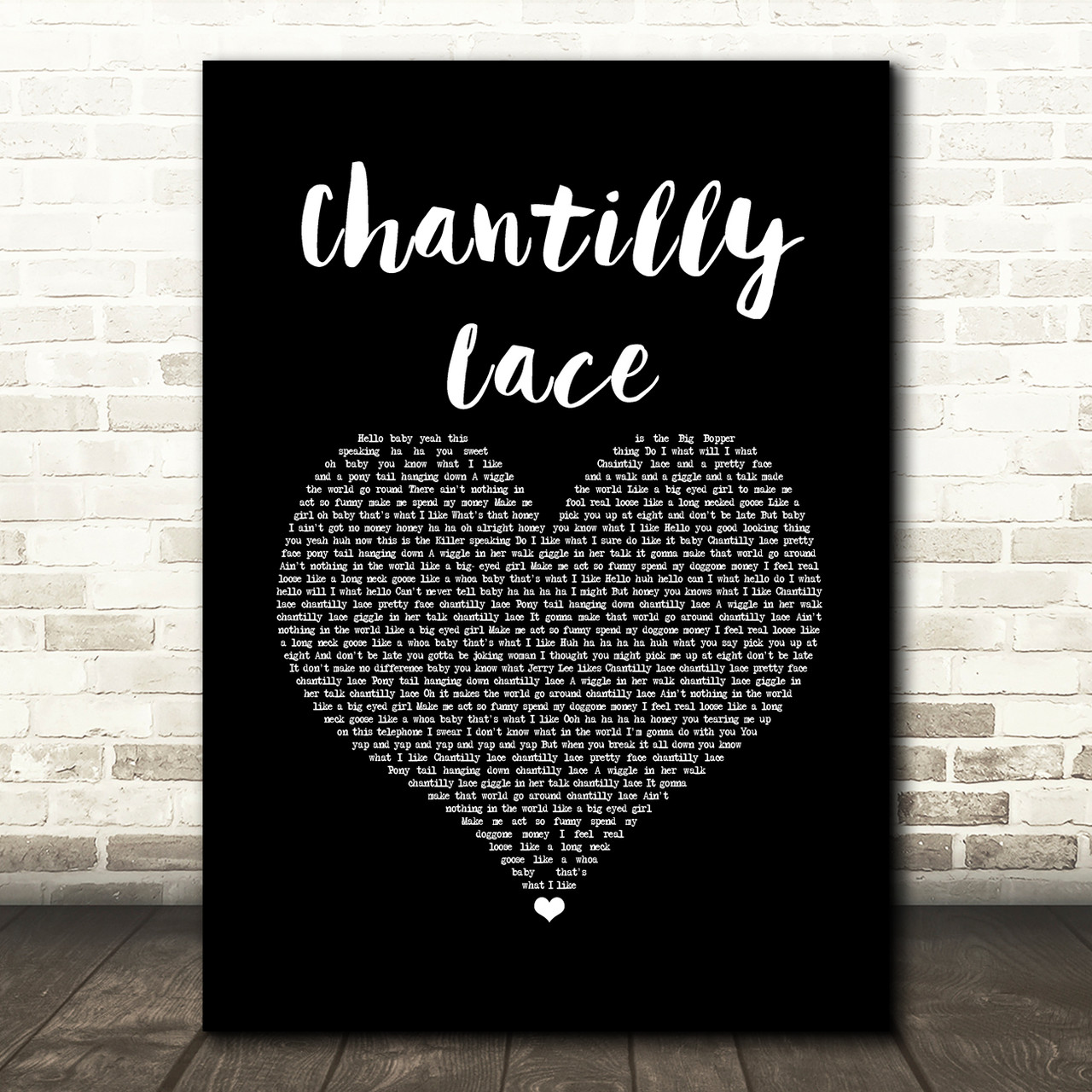 Jerry Lee Lewis Chantilly Lace Black Heart Song Lyric Music Art Print