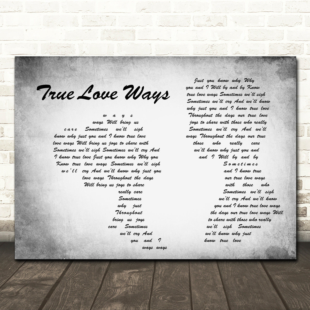 Buddy Holly True Love Ways Script Heart Quote Song Lyric Print