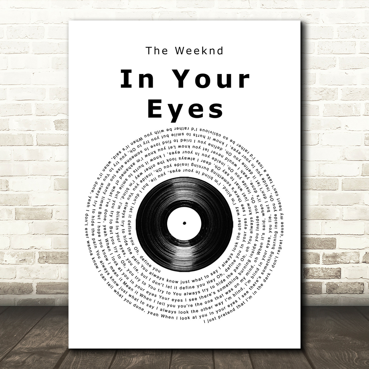 The Weeknd In Your Eyes Vinyl Record Song Lyric Music Art Print - Red Heart  Print