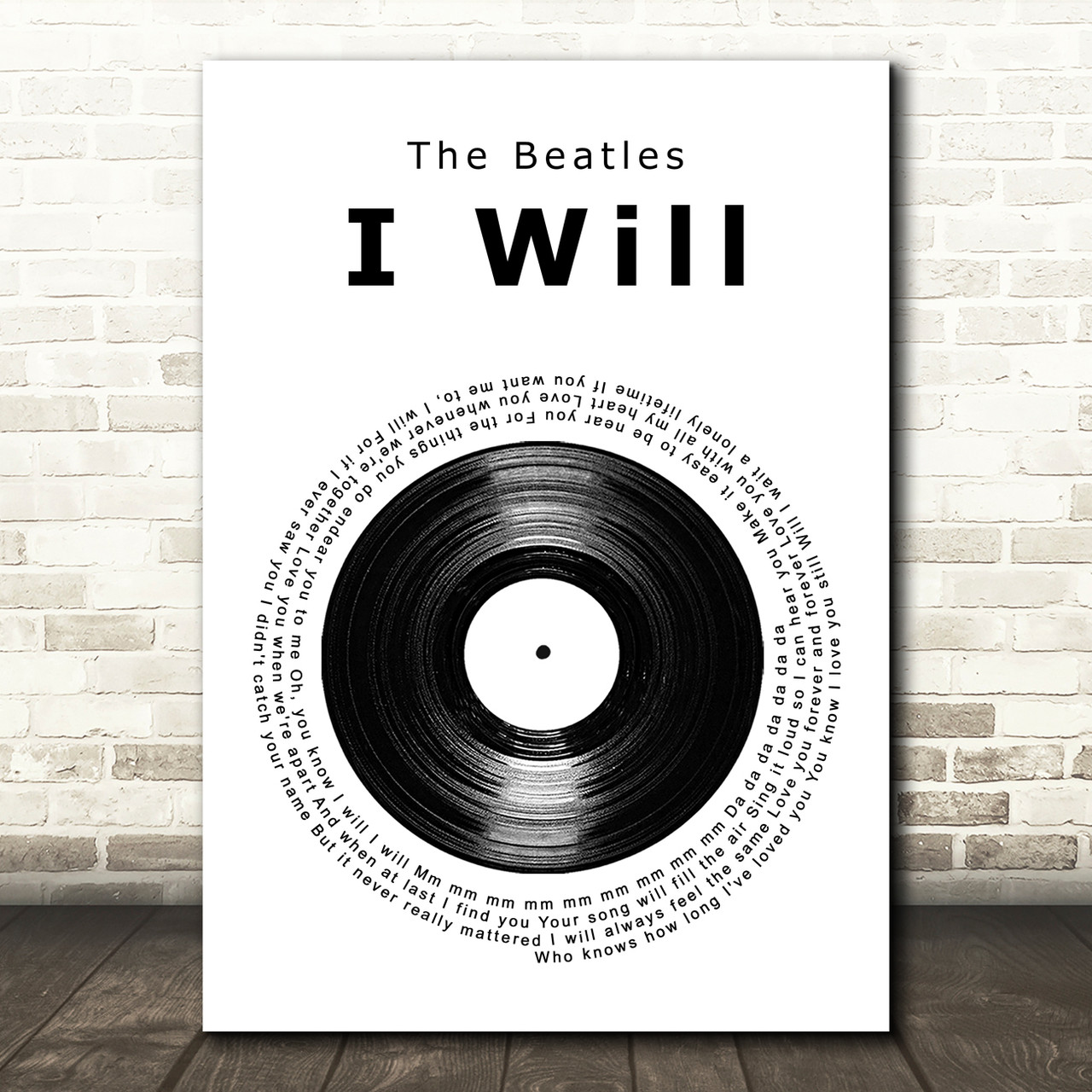 The Beatles I Will Vinyl Record Song Lyric Music Art Print - Red Heart Print