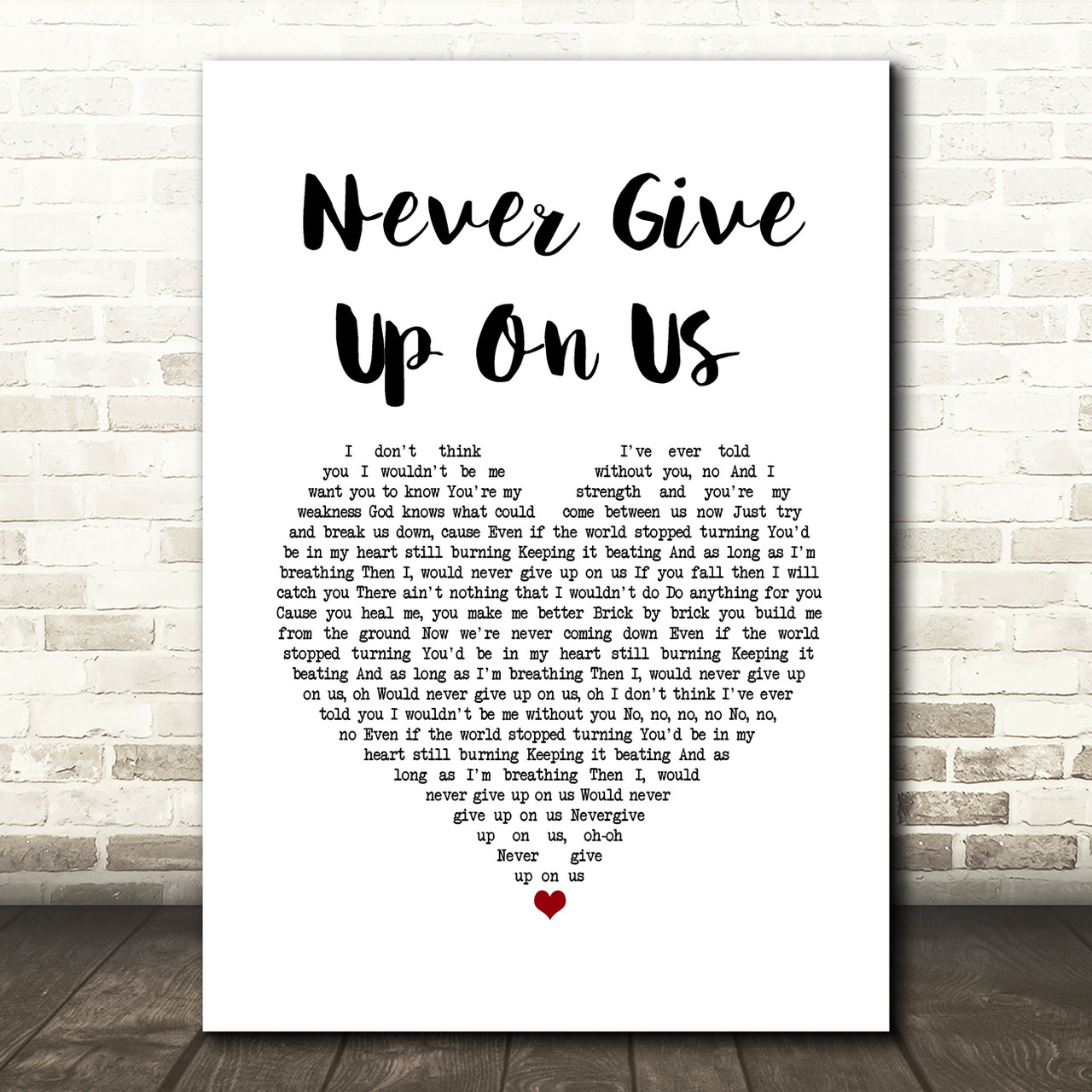 Connie Talbot Never Give Up On Us White Heart Song Lyric Music Art Print -  Red Heart Print