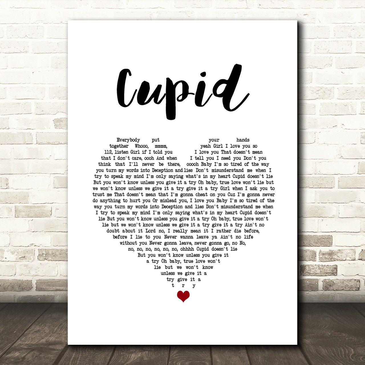 112 Cupid White Heart Song Lyric Music Art Print - Red Heart Print 112-cupid-white-heart-song-lyric-music-art-print-red-heart-print