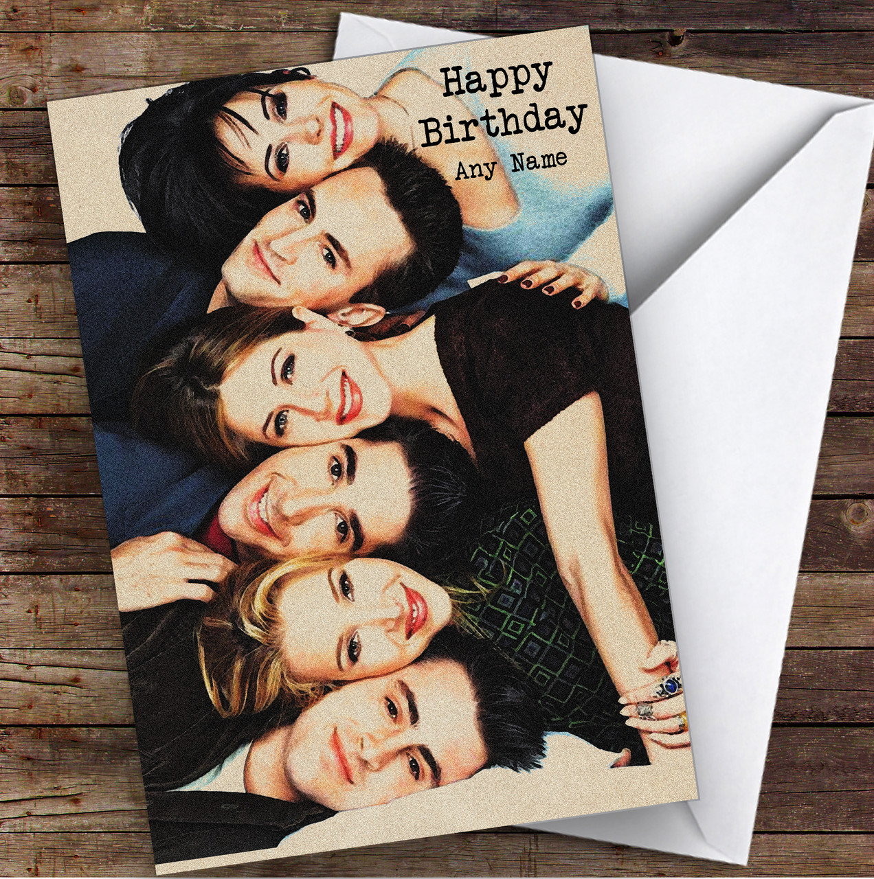 Friends Tv Show Celebrity Personalized Birthday Card - Red Heart Print