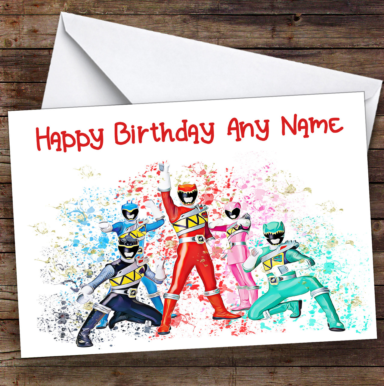 Power Rangers Dino Charge Splatter Art Children's Kids Birthday Card ...