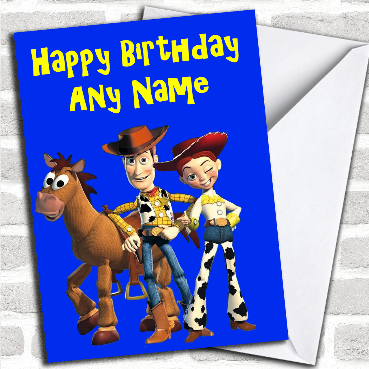 Toy Story Woody Jessie Personalized Birthday Card - Red Heart Print