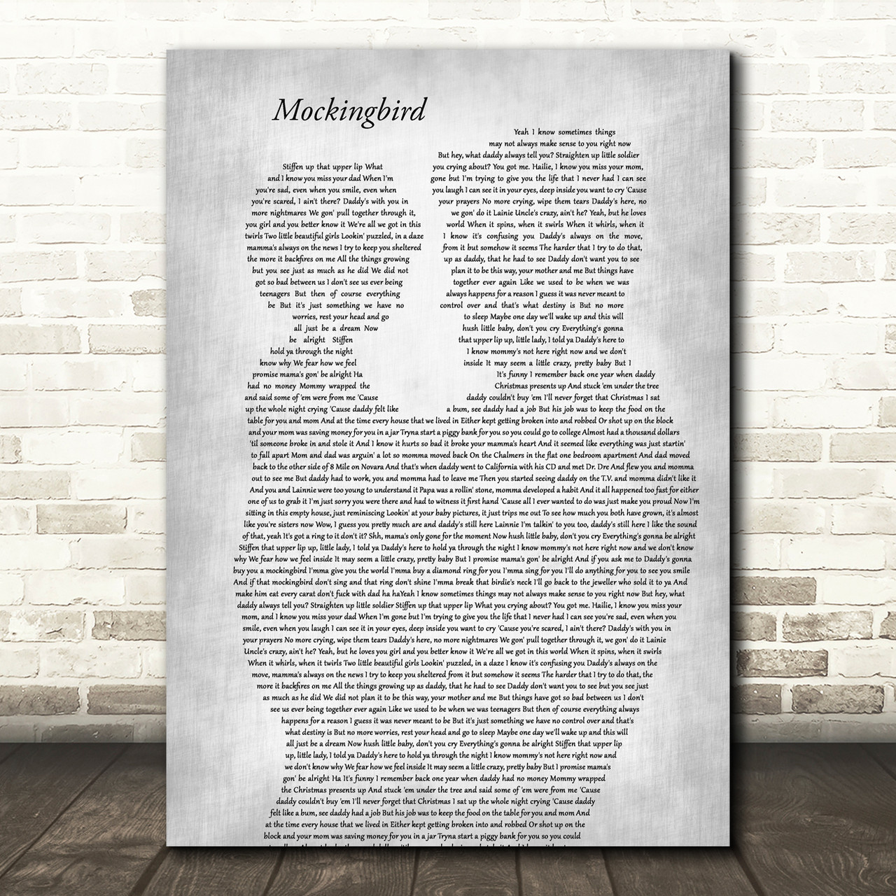 eminem mockingbird lyrics typography | Photographic Print