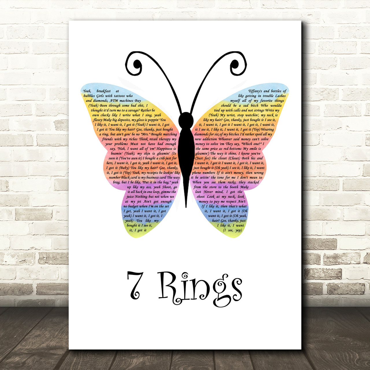Ariana Grande 7 Rings Vintage Heart Song Lyric Quote Music Print - Or Any  Song You Choose - Wild Wall Art