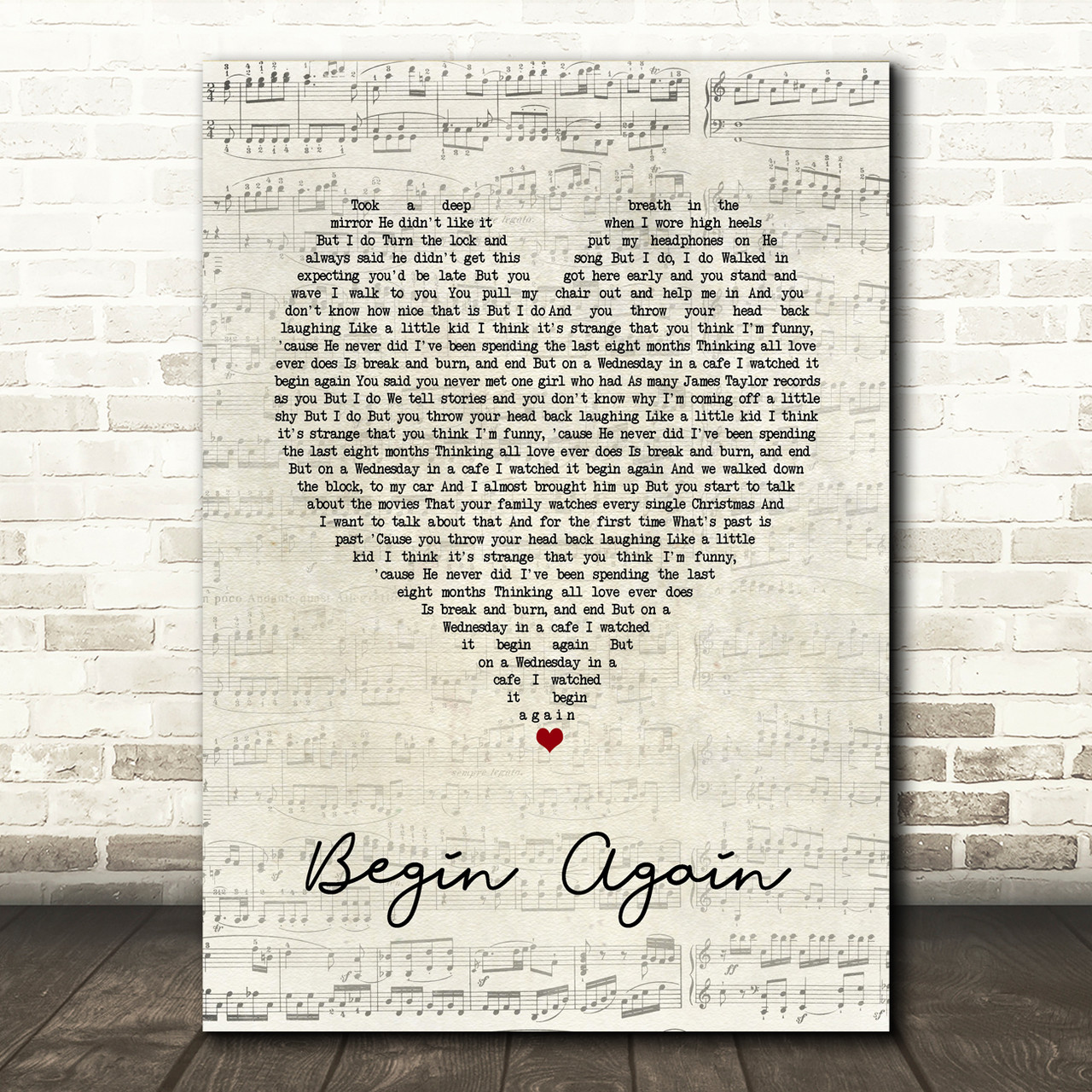Taylor Swift Wall Art: Begin Again Lyrics Poster 