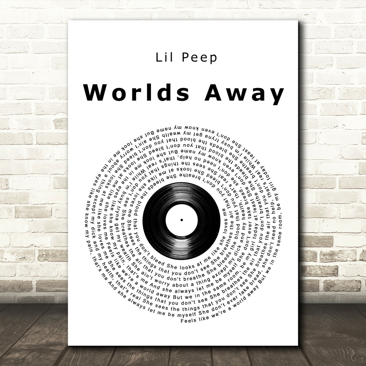 Lil Peep Worlds Away Vinyl Record Song Lyric Art Print