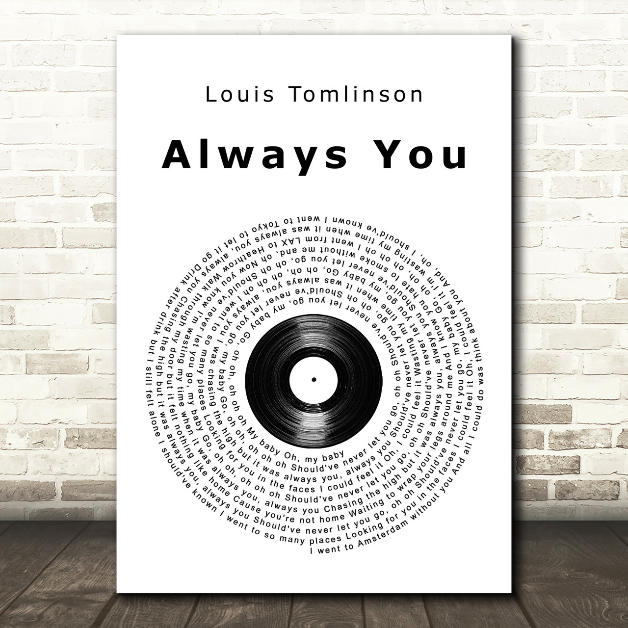 Louis Tomlinson Always You Vinyl Record Song Lyric Art Print - Red