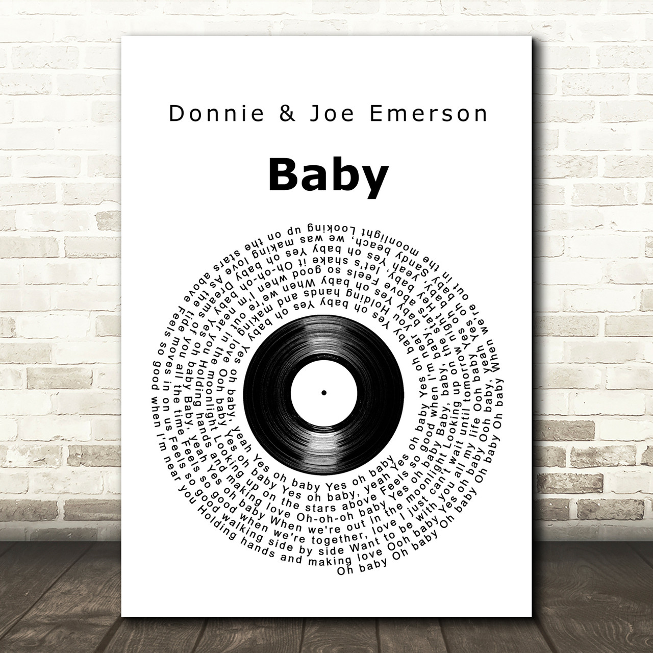 Donnie & Joe Emerson Baby Vinyl Record Song Lyric Art Print - Red