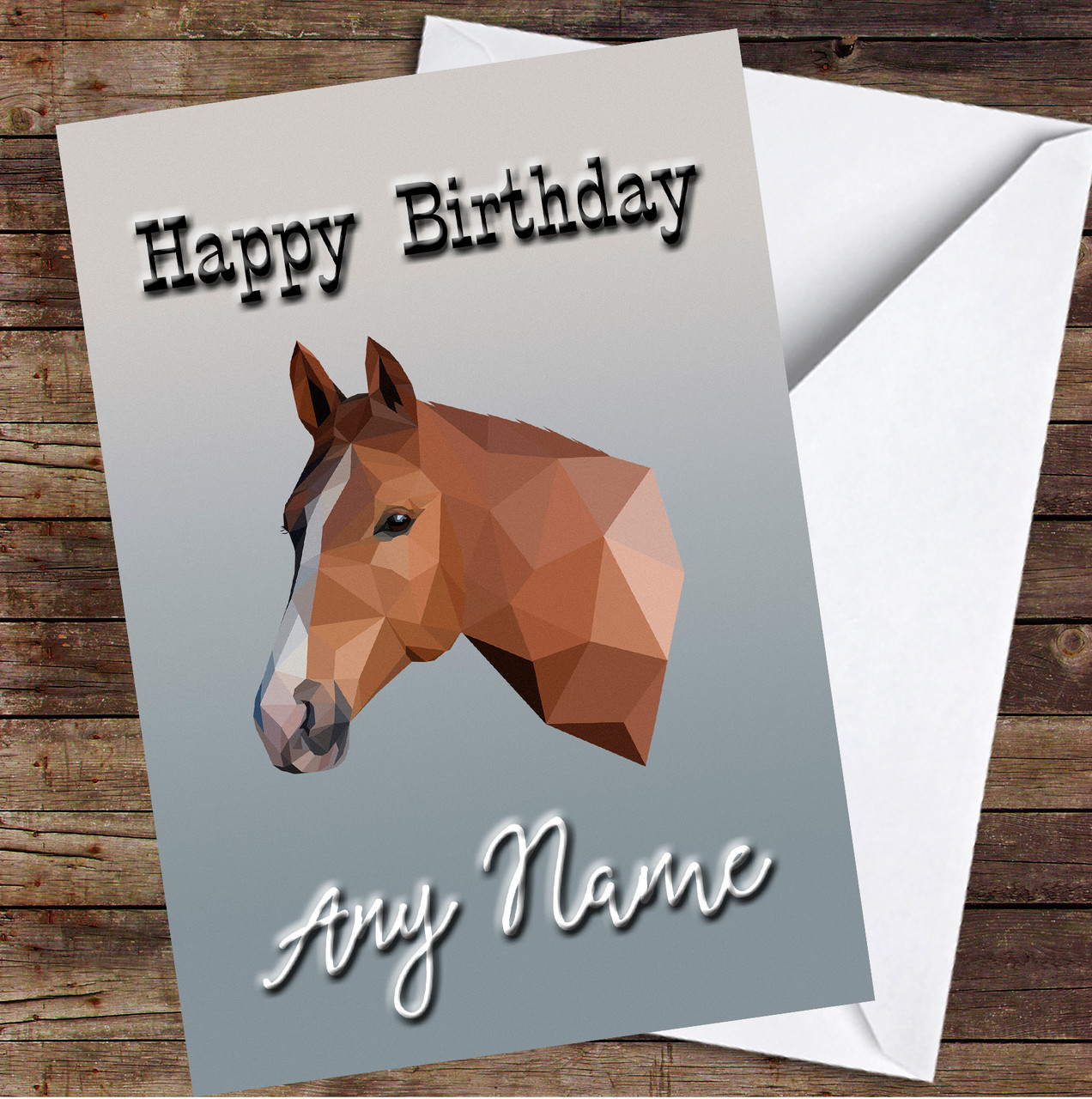 Horse Head Polygon Simple Personalized Birthday Card - Red Heart Print horse-head-polygon-simple-personalized-birthday-card-red-heart-print