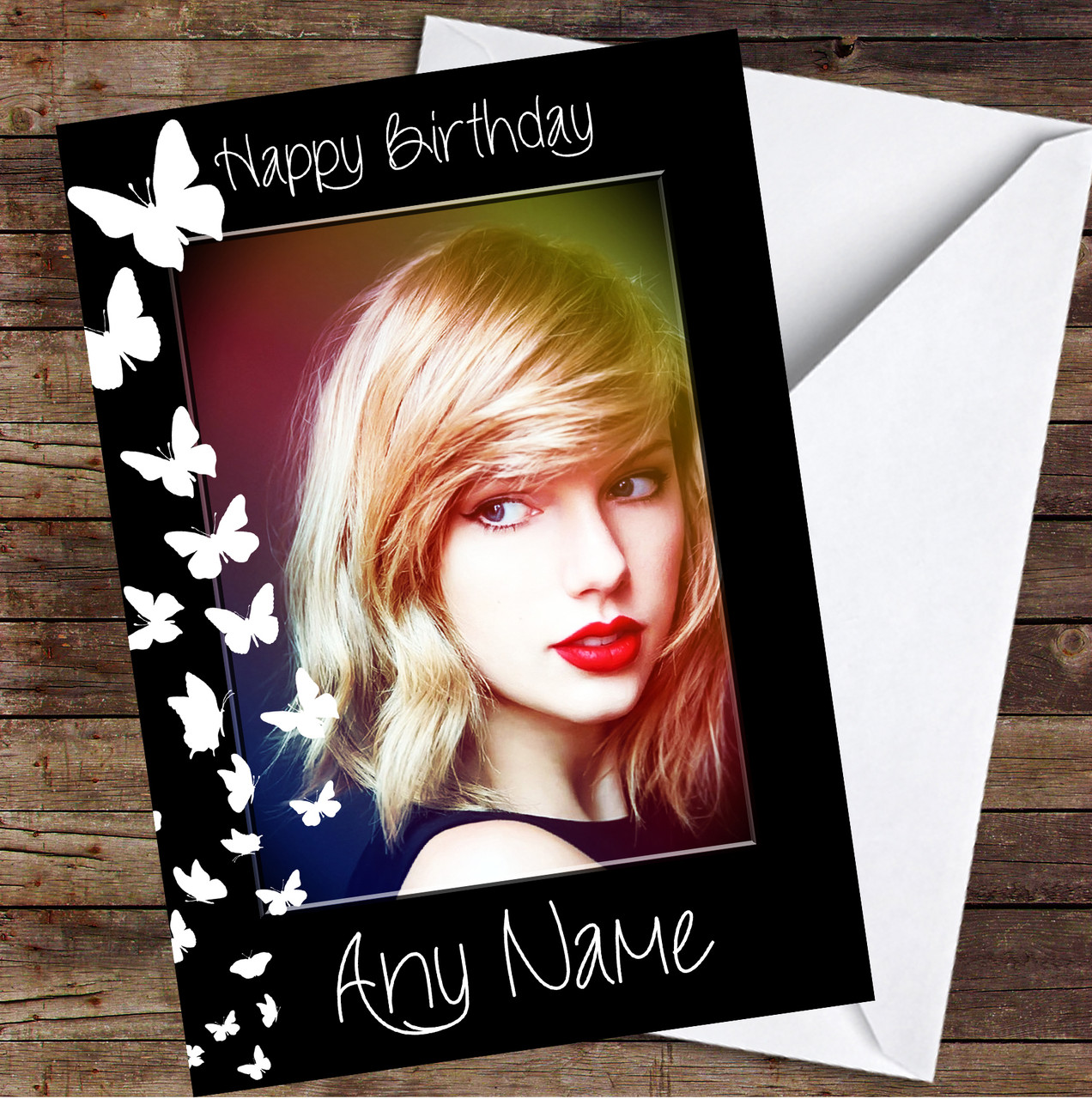 Taylor Swift Butterfly Effect Personalized Birthday Card - Red Heart Print