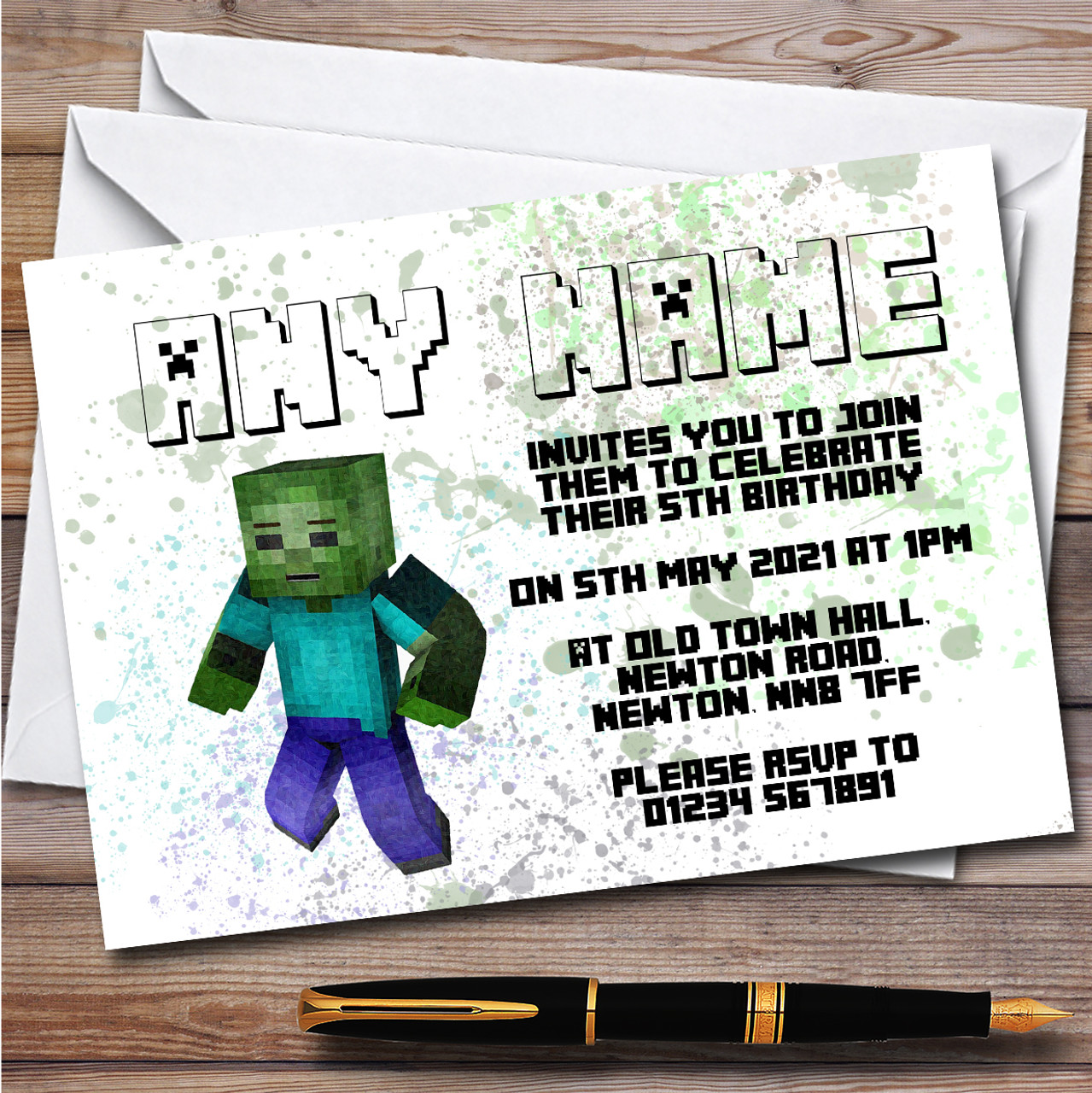 Minecraft Birthday Party Invitation