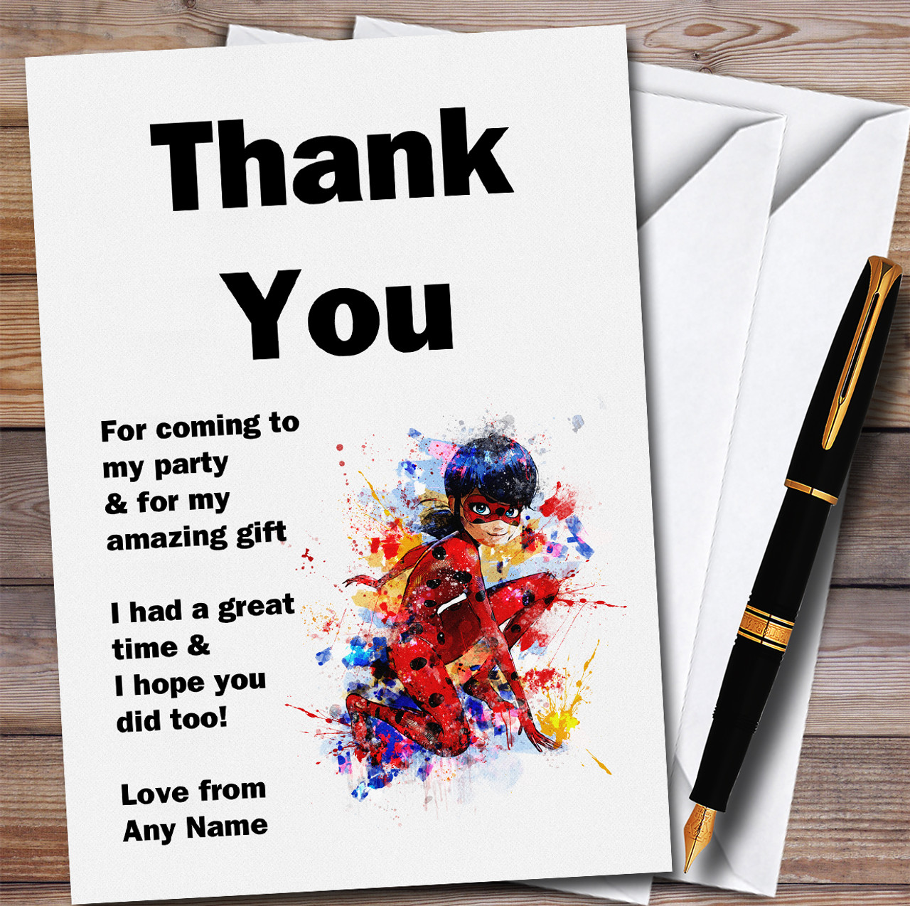 Miraculous Ladybug Watercolour Splatter Birthday Party Thank You Cards - Red Heart Print miraculous-ladybug-watercolour-splatter-birthday-party-thank-you-cards-red-heart-print