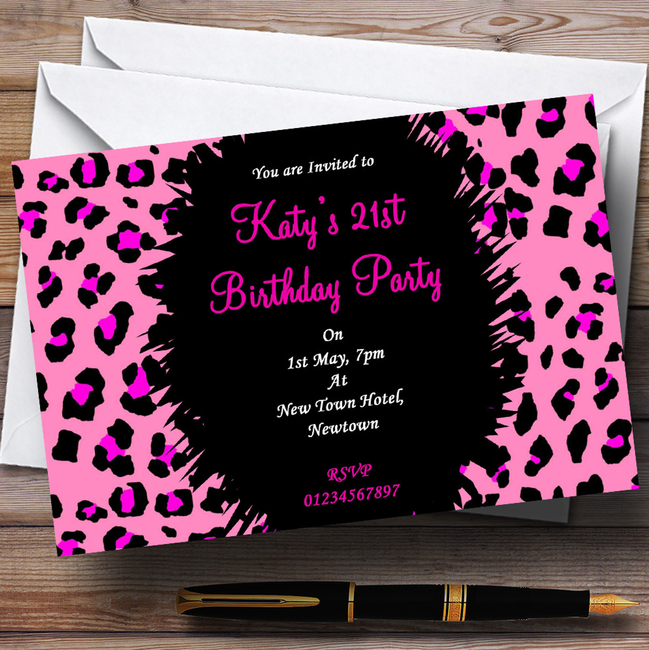 funky-pink-leopard-print-personalized-party-invitations-red-heart-print for Free Printable Cheetah Birthday Invitations Funky Pink Leopard Print Personalized Party Invitations - Red Heart Print for Free Printable Cheetah Birthday Invitations