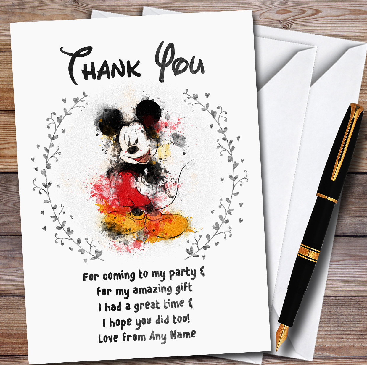 disney mickey mouse watercolour splatter style birthday party