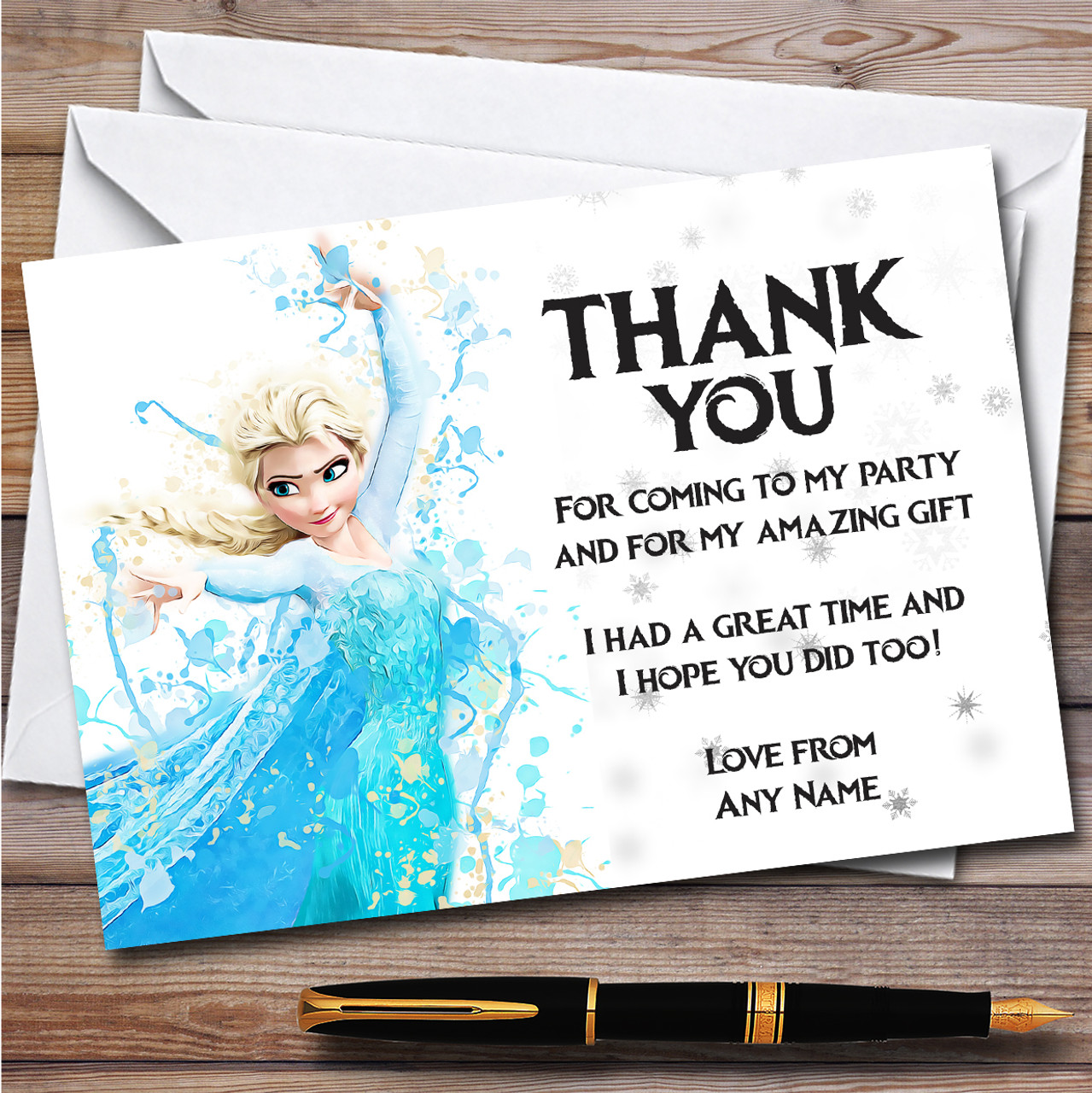Elsa Frozen Disney Splatter Art Children's Birthday Party Thank You Cards - Red Heart Print elsa-frozen-disney-splatter-art-children-s-birthday-party-thank-you-cards-red-heart-print