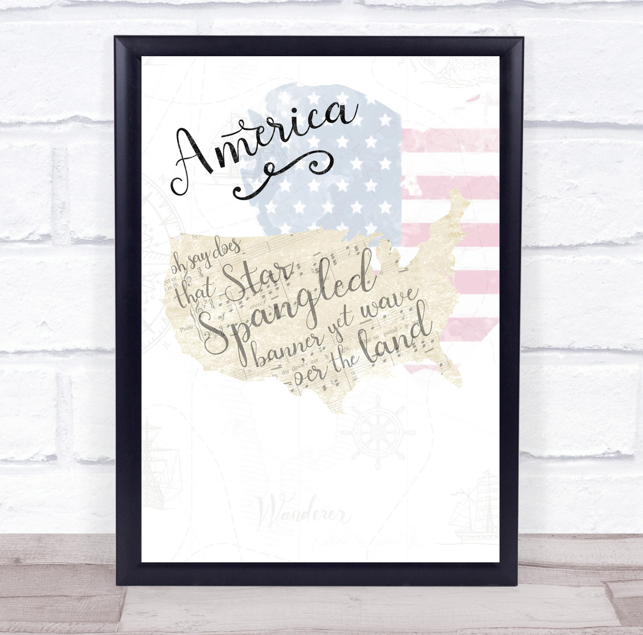 America Beautiful Shape Of Country Lyrics & Music Wall Art Print - Red Heart Print america-beautiful-shape-of-country-lyrics-music-wall-art-print-red-heart-print