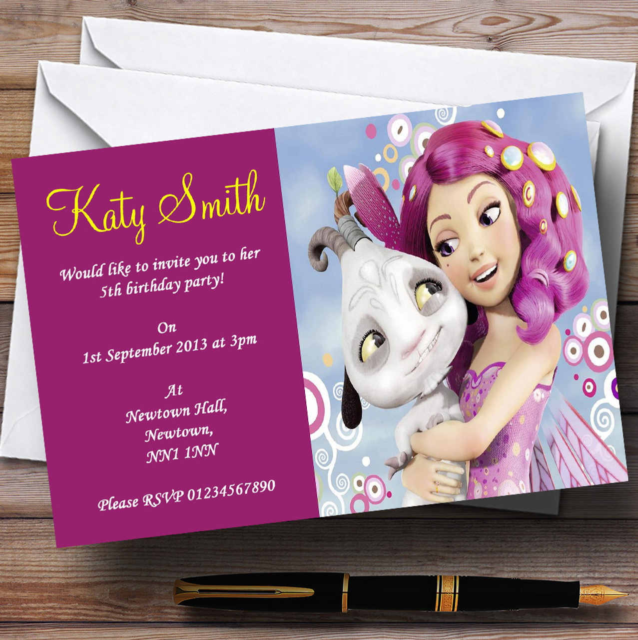 Mia And Me Personalized Children S Birthday Party Invitations Red Heart Print - roblox party invitations envelopes