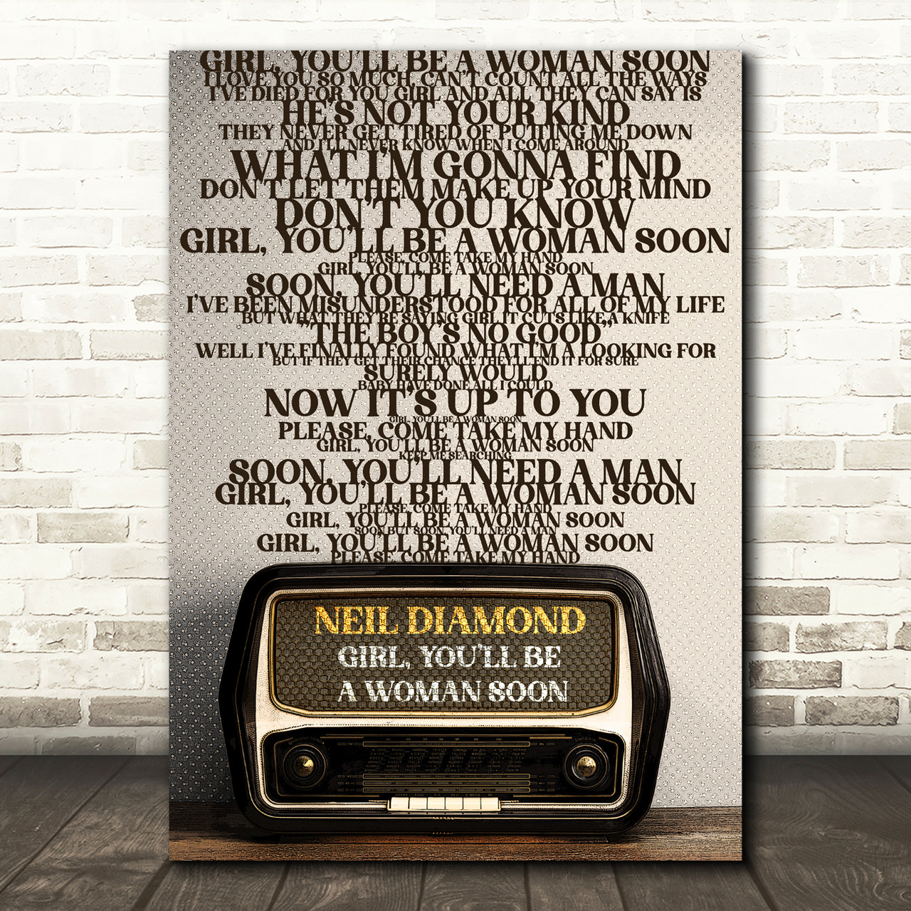 Neil Diamond Girl You'll Be A Woman Soon Vintage Radio Typography