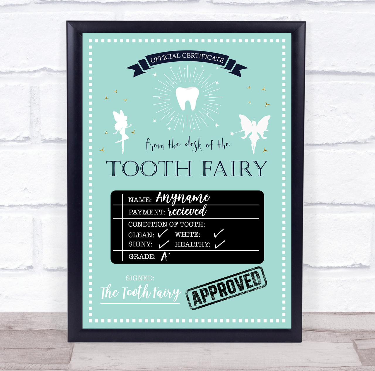 tooth-fairy-check-list-teal-personalized-certificate-award-print-red-heart-print for From The Desk Of The Tooth Fairy Free Printable Tooth Fairy Check List Teal Personalized Certificate Award Print - Red Heart Print for From The Desk Of The Tooth Fairy Free Printable
