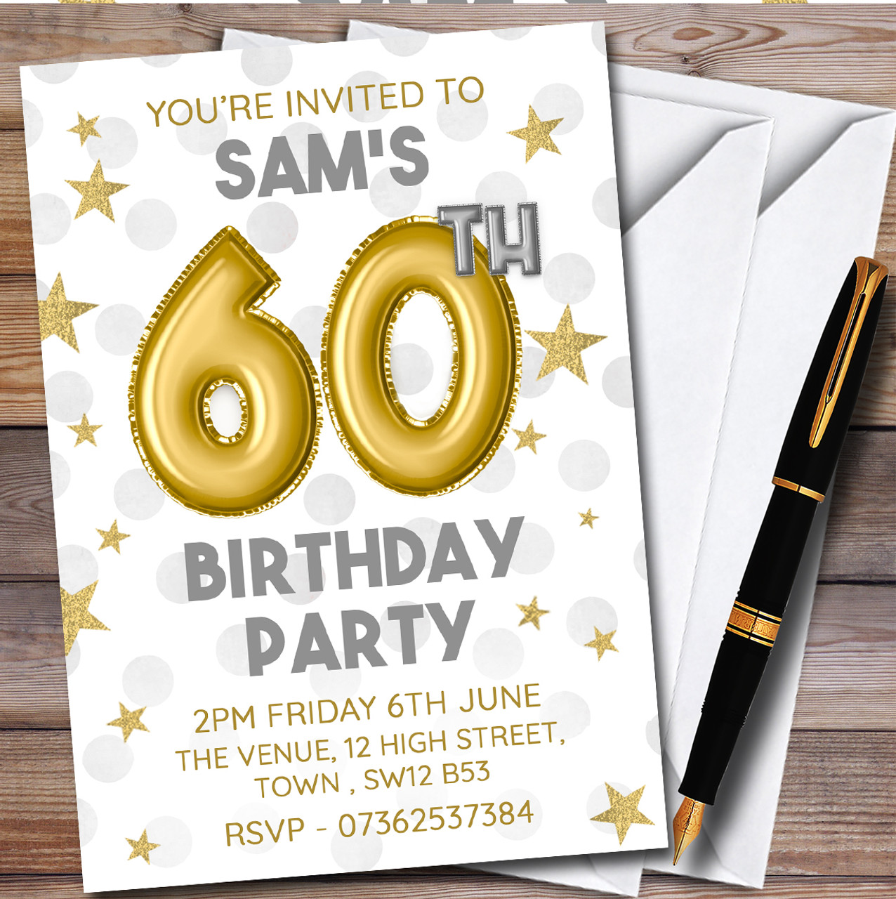 Diamond 60th Anniversary Card Personalised 60 Years Approx 