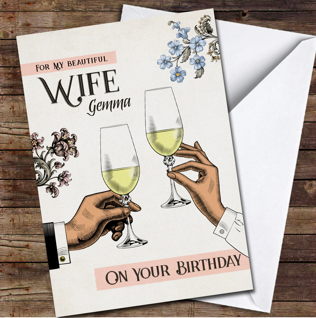 Wife Birthday Card, Personalized Card for Wife, for Wonderful Wife