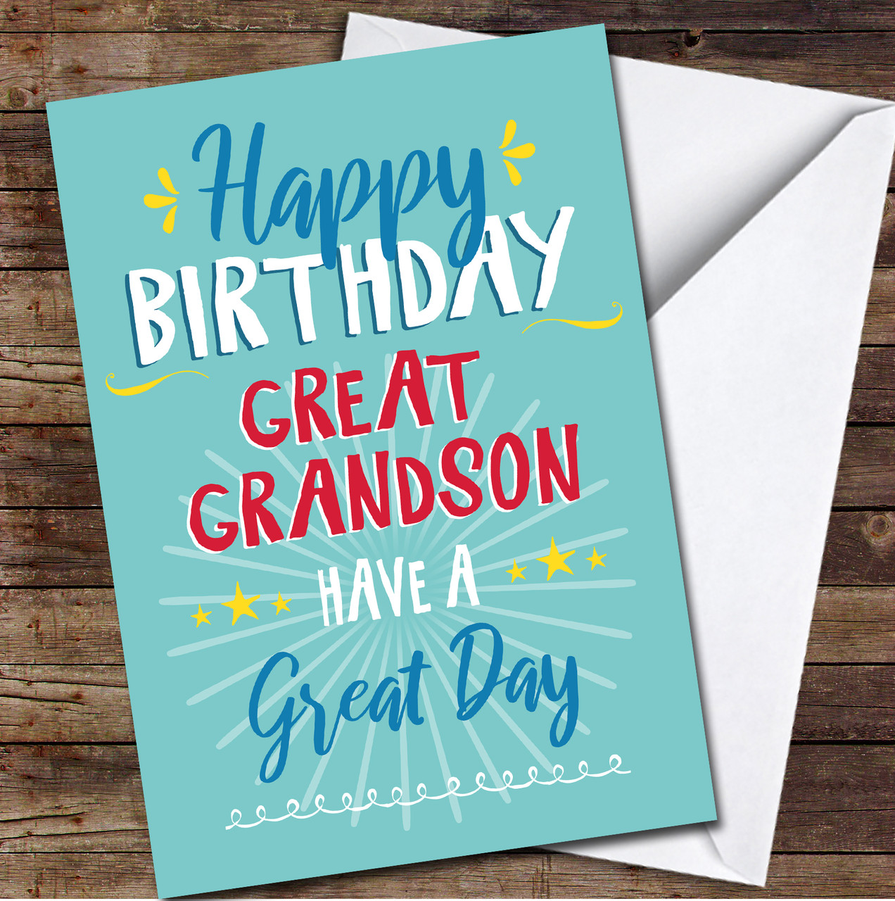 Words 'n' Wishes Traditional Great Grandson Birthday Card, Bright Blue...
