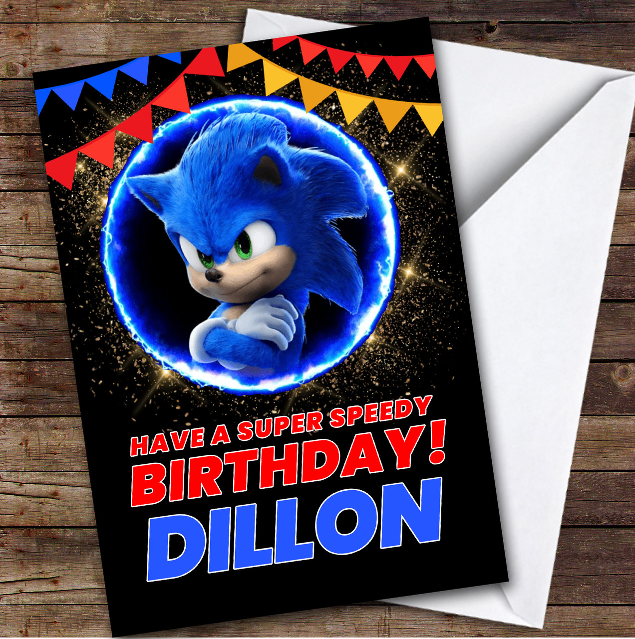 Sonic The Hedgehog 2 Speedy Personalized Kids Children's Christmas Card -  Red Heart Print