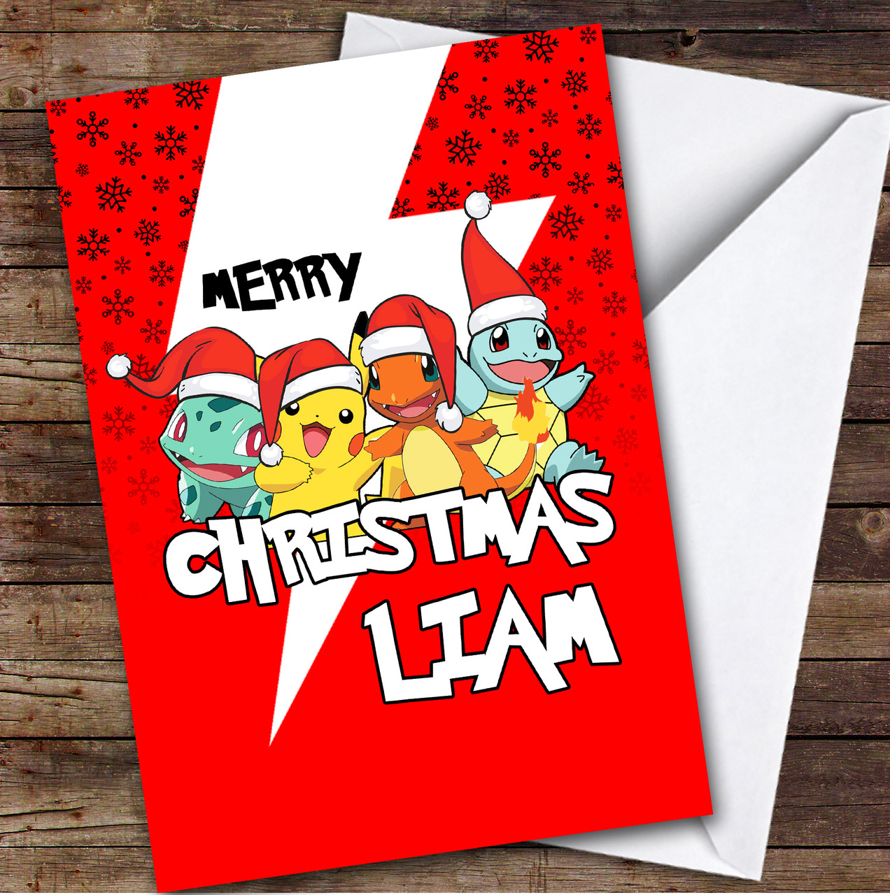 pokémon choose you personalized kids children's christmas card