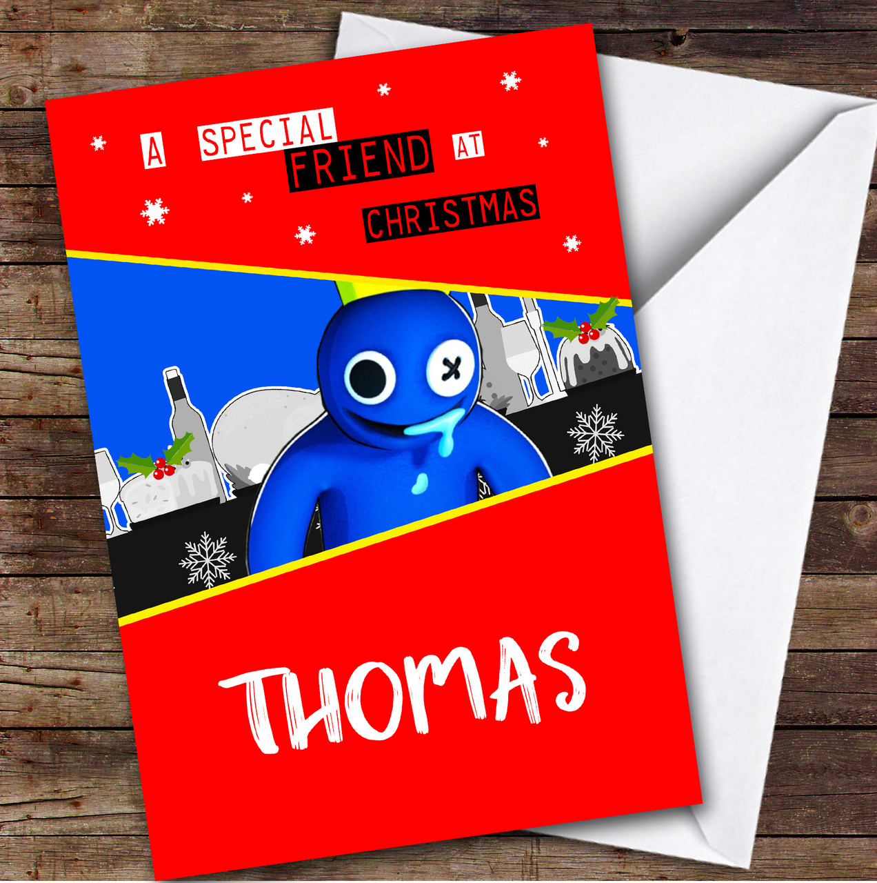 Roblox Game On At Christmas Personalized Children's Christmas Card - Red  Heart Print