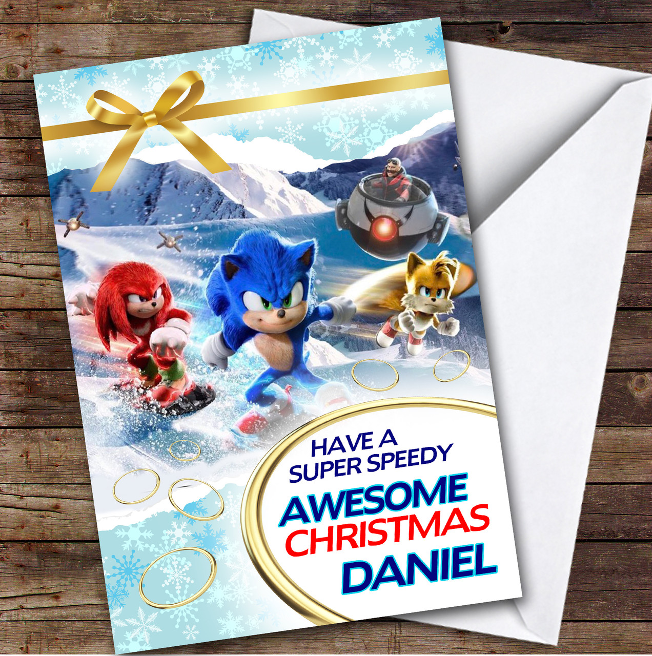 Sonic The Hedgehog 2 Speedy Personalized Kids Children's Christmas Card