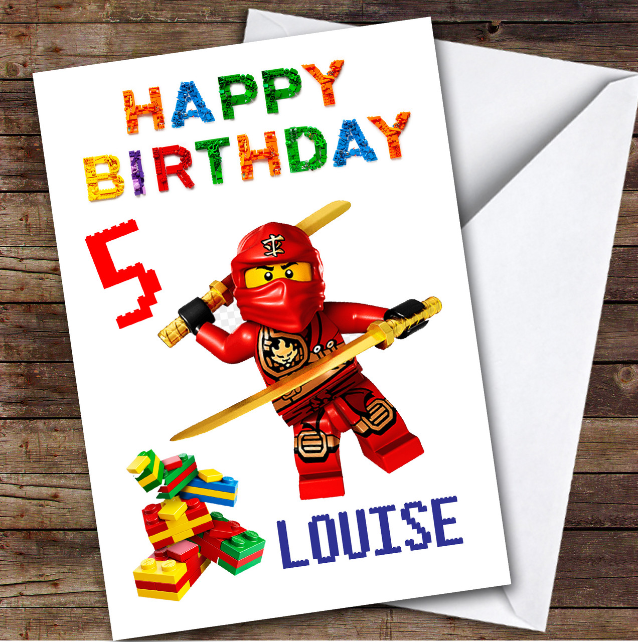 Ninjago Character Lego Happy Any Age Kids Personalized Children s Birthday Card