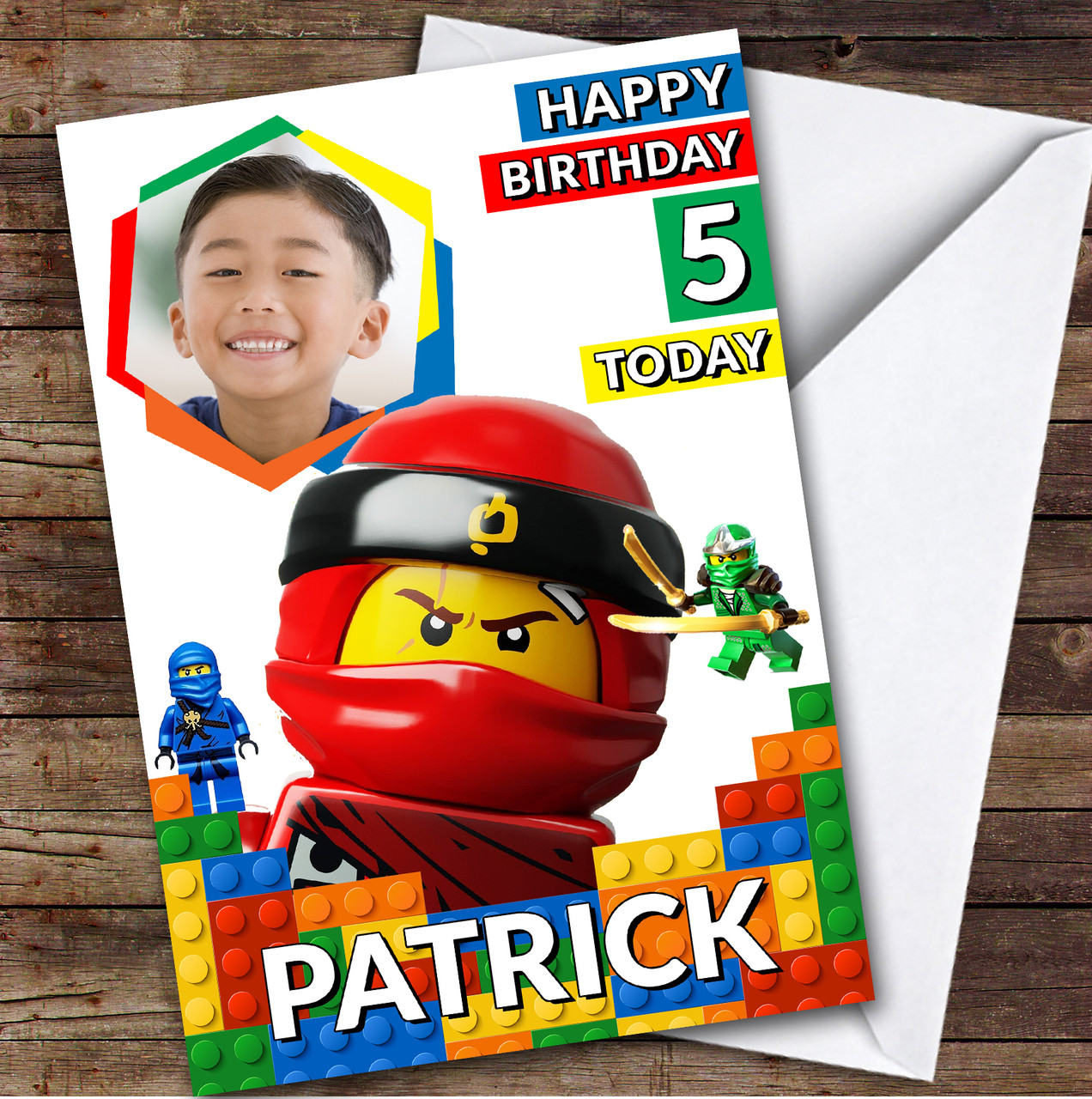 Ninjago Lego Happy Photo Any Age Kids Personalized Children s Birthday Card