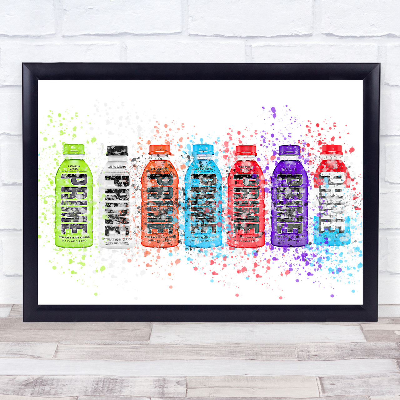 All Flavours Prime Drink Bottle Splatter Landscape Decorative Wall Art  Print - Red Heart Print