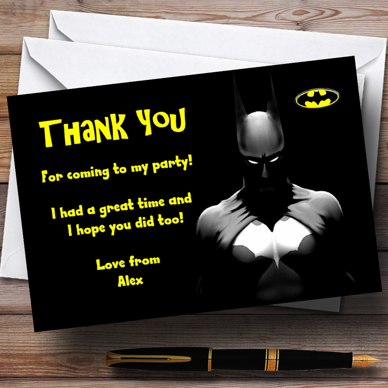 Batman Personalized Children's Party Thank You Cards - Red Heart Print batman-personalized-children-s-party-thank-you-cards-red-heart-print