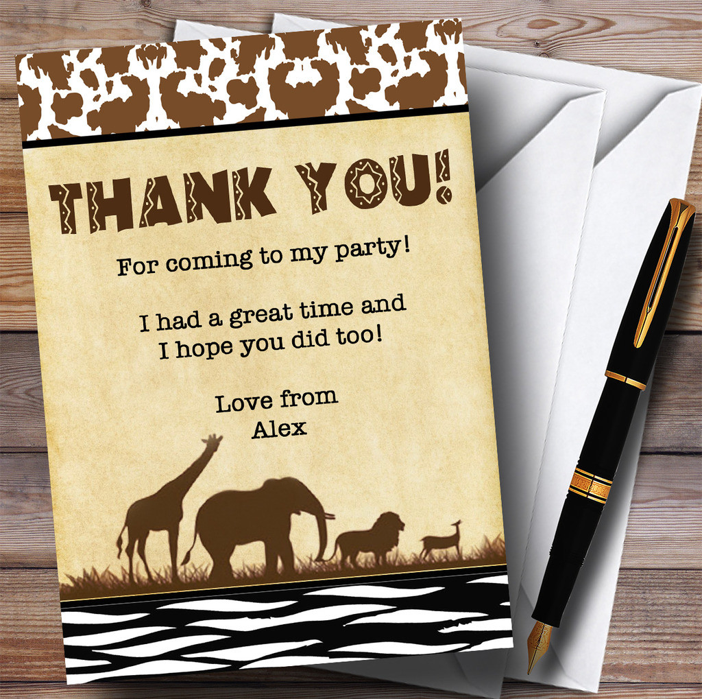 Jungle Safari Animal Print Thank You Cards – Party Invitations, UK-Made