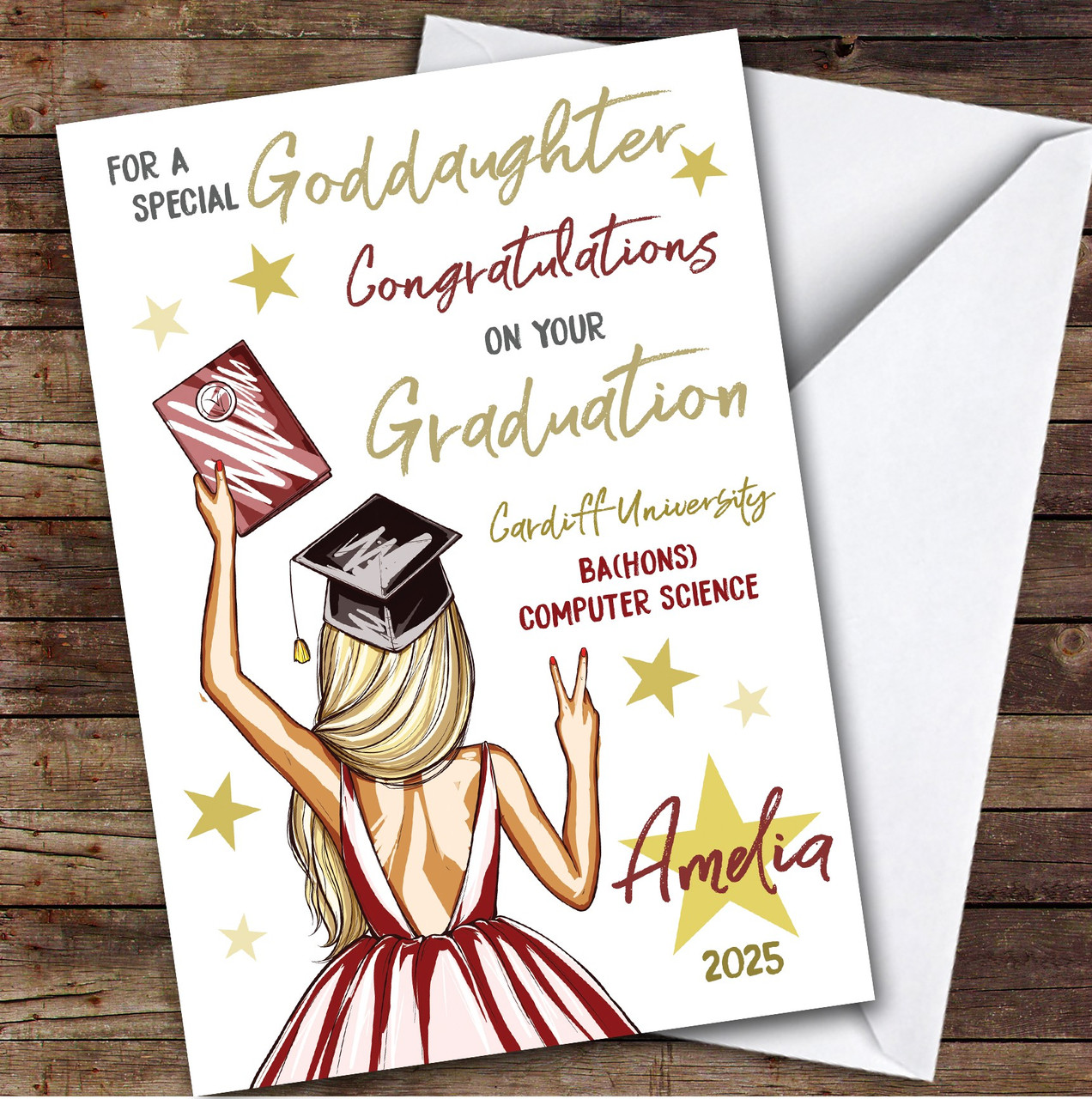 Personalised Graduation Card For Goddaughter Blonde Girl