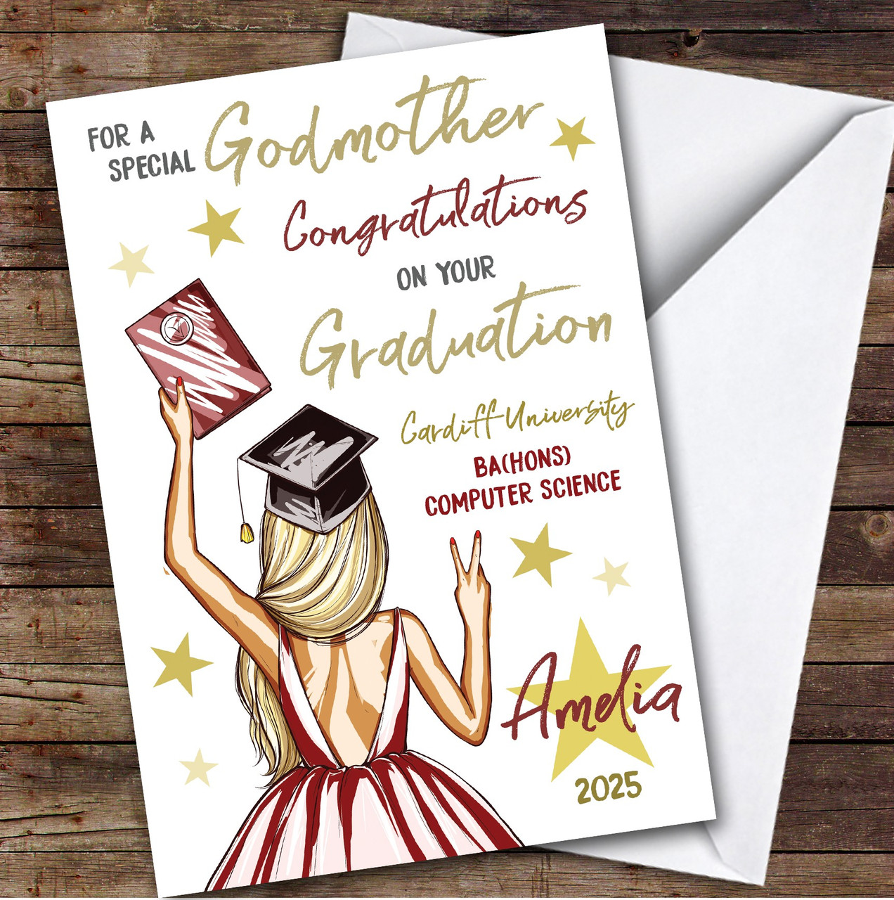 grad card printing Graduation Announcement Cards Our Prestige Borders invitation is a single Personalized Graduation Card For Godmother