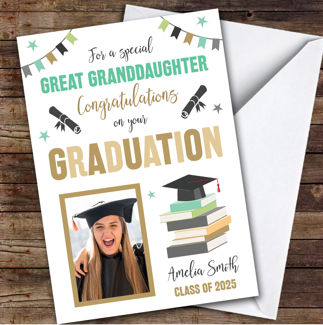 Personalized Graduation Card For Great Granddaughter Photo Books Hat