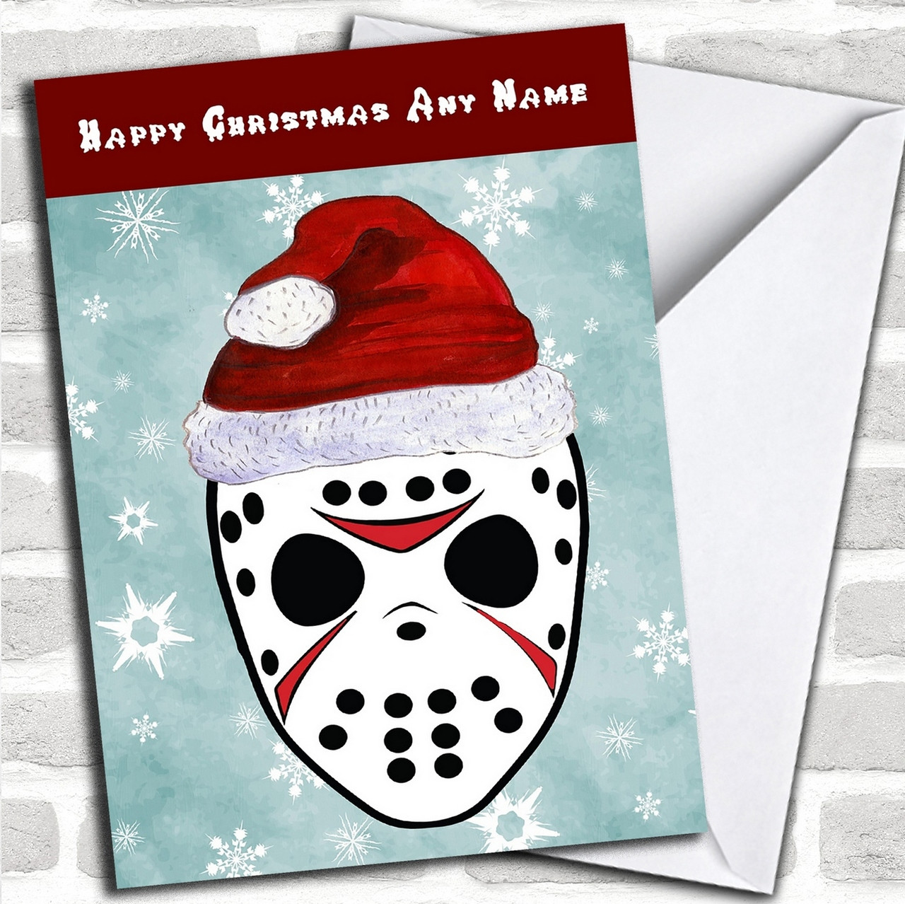 Scary Horror Jason Voorhees Friday 13th Personalized Christmas Card Red Heart Print - friday the 13th roblox hat